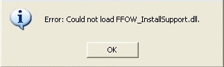 Podczas próby instalacji lub uruchomienia gry pojawia się komunikat: Error: Could Not Load FFOW_InstallSupport.dll