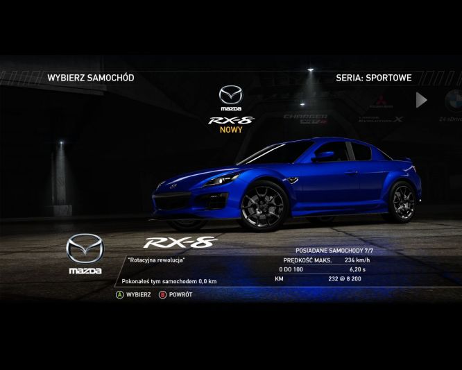Mazda RX-8, Need for Speed: Hot Pursuit - przegląd samochodów "cywilnych"