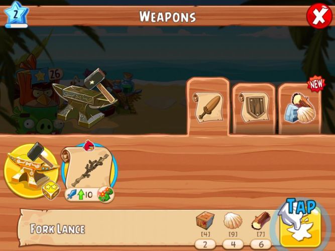 Tworzenie broni i tarczy, magicznych przedmiotów w ekwipunku, Angry Birds Epic - poradnik dla początkujących graczy