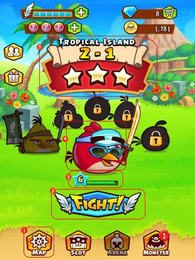 Menu postaci, Angry Birds Fight! - poradnik dla początkujących graczy