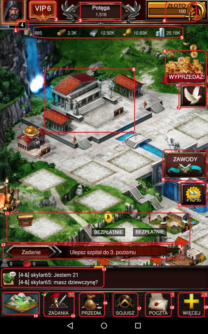Wygląd mapy głównej, Game of War: Fire Age - poradnik dla początkujących graczy