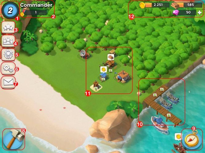 Wygląd mapy w grze, Boom Beach - poradnik dla początkujących graczy